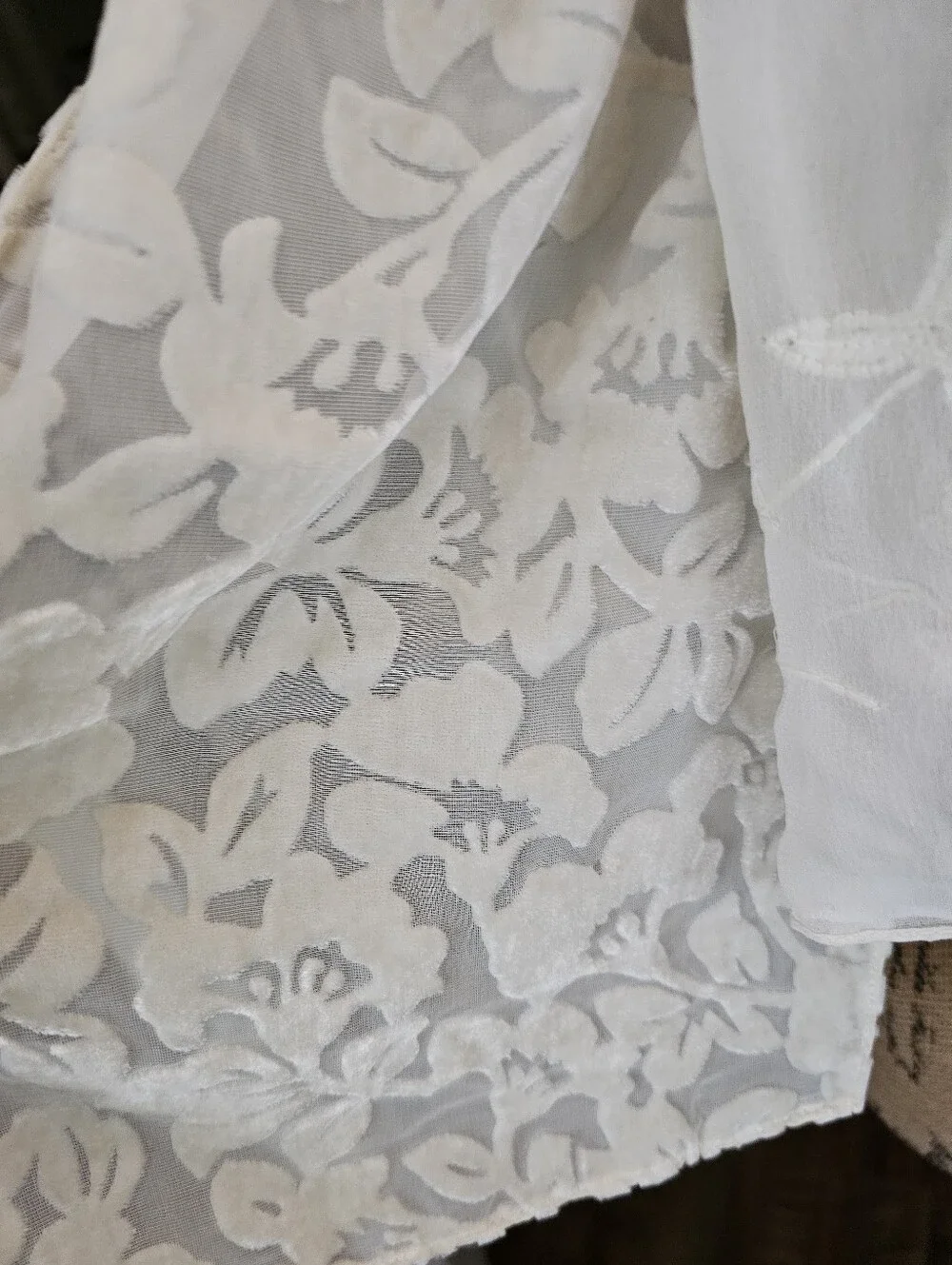 2PC Winter White Beaded Silk & Velvet Burnout (Devore) Scarves by NY&Company